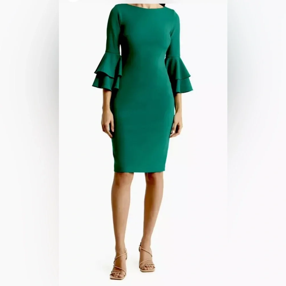 NWT CALVIN KLEIN BELL SLEEVES SHEATH DRESS - Picture 4 of 5